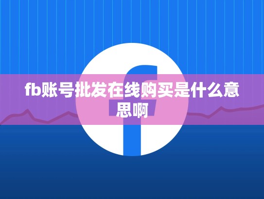 fb账号批发在线购买是什么意思啊